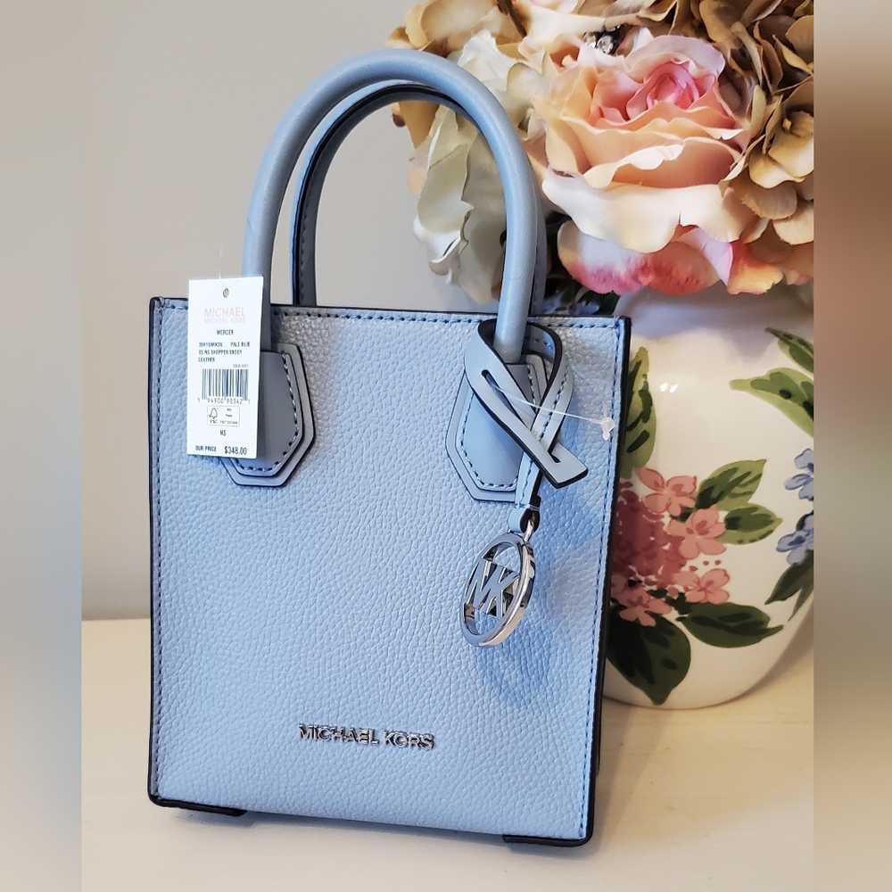 *SOLD* Michael Kors Mercer Mini XS North South Pebbled Leather Shopper Crossbody